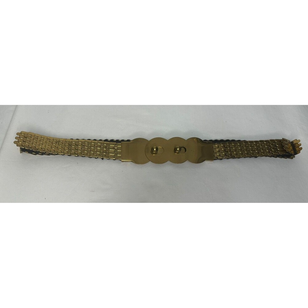 Vintage Women's Gold Disco Fish Scale Stretch Elastic Belt Metal